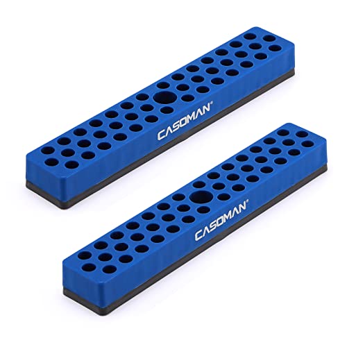 CASOMAN 2PCS 1/4" Hex Bit Organizer with Magnetic Base - Blue, 86 Hole Bit Organizer with Strong Magnetic Base, Magnetic Bit Organizer for Your Specialty von CASOMAN