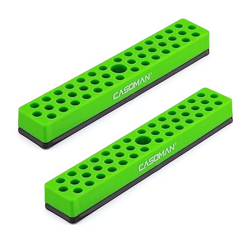 CASOMAN 2PCS 1/4" Hex Bit Organizer with Magnetic Base - Green, 86 Hole Bit Organizer with Strong Magnetic Base, Magnetic Bit Organizer for Your Specialty von CASOMAN