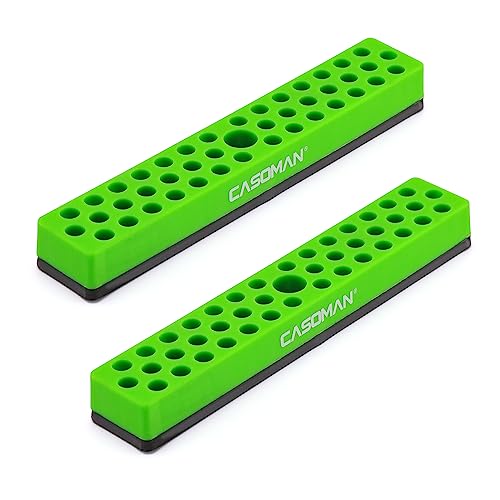 CASOMAN 2PCS 1/4" Hex Bit Organizer with Magnetic Base - Green, 86 Hole von CASOMAN