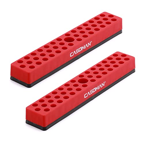 CASOMAN 2PCS 1/4" Hex Bit Organizer with Magnetic Base - Red, 86 Hole Bit Organizer with Strong Magnetic Base, Magnetic Bit Organizer for Your Specialty von CASOMAN