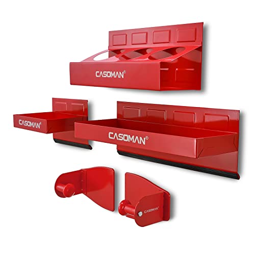 CASOMAN 4PCS Red Magnetic Toolbox Shelf, Tray, Paper Towel Holder, Variety of Use, Durable, Magnets Any Metal Surface von CASOMAN