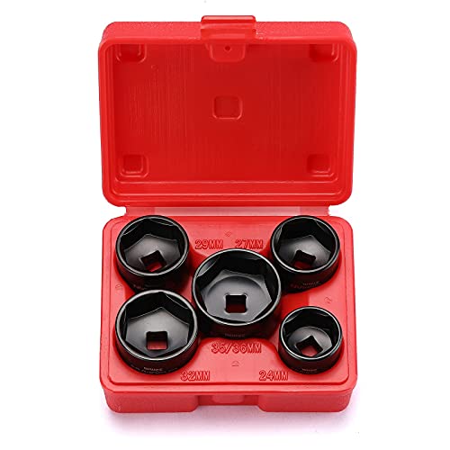 CASOMAN 5 Pieces 3/8" Drive Low Profile Oil Filter Socket Set, Oil Filter Cap Remover and Installer Tool Set, 6 Point, 24mm 27mm, 29mm, 32mm, 36mm, CR-V von CASOMAN