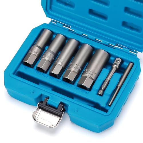 CASOMAN 7-Piece Spiral Type Deep Extractor Set, Nut Extractor and Bolt Extractor Twist Socket Set, Bolt Remover Tool Set for Removing Broken, Damaged, Rusted, or Nuts, Screws, Studs von CASOMAN