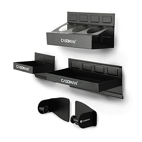CASOMAN Magnetischer Werkzeugkasten Ablage Ablage Papierhandtuchhalter 4-teiliges Set schwarz vielseitig einsetzbar langlebig Magnete Jede Metalloberfläche von CASOMAN