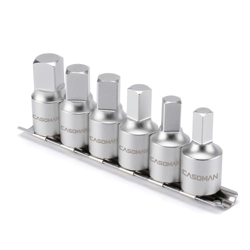 CASOMAN Öldienst-Schlüsselsatz, 6 Stück, 8mm, 10mm, 12mm, 14mm, 1/2", 3/8", Universal-Öldienst-Schlüssel-Satz, CR-V, matt verchromt von CASOMAN