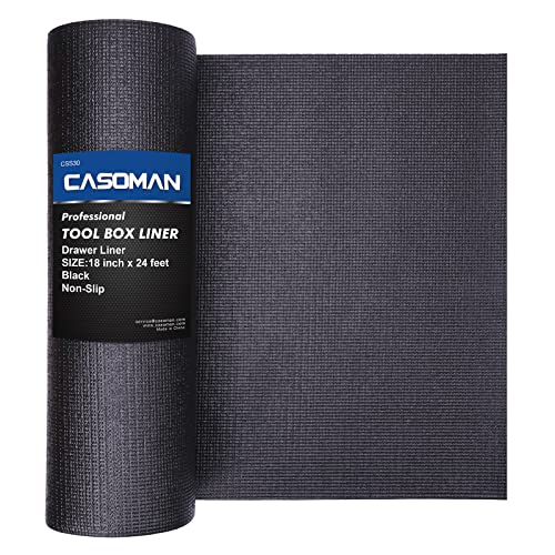 CASOMAN Professionelle Auskleidung für Werkzeugkasten und Schubladen, 45,7 cm x 7,3 m, leicht zu schneiden, rutschfest, Moosgummi, für Werkzeugkasten, Schubladeneinlagen, verstellbar, dick von CASOMAN