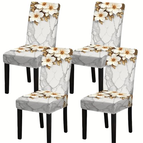 Bedruckte Stuhlhussen Für Esszimmerstühle, Elastische Stuhlschoner Aus Spandex, Waschbare Dekorative Bezüge Für Küche, Esszimmer, Hochzeiten Und Partys(4PCS) von CASOME
