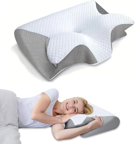 CASOME Orthopädisches Nackenkissen Aus Memory-Schaum Zur Nackenunterstützung Und Schmerzlinderung, Ergonomisches Anti-Schnarch-Kissen Für Seiten-, Rücken- Und Bauchschläfer(Gray) von CASOME