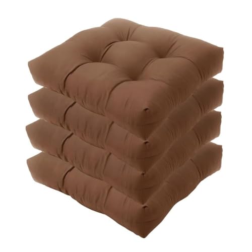 CASOME wasserdichte Gartenstuhlkissen, 4er-Set – 48 X 48 cm, Verdickte Sitzpolster Für Gartenmöbel, Ersatzkissen Aus Hochelastischer Pp-Baumwolle(Coffee) von CASOME