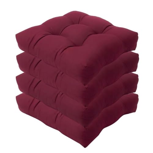CASOME wasserdichte Gartenstuhlkissen, 4er-Set – 48 X 48 cm, Verdickte Sitzpolster Für Gartenmöbel, Ersatzkissen Aus Hochelastischer Pp-Baumwolle(Wine Red) von CASOME