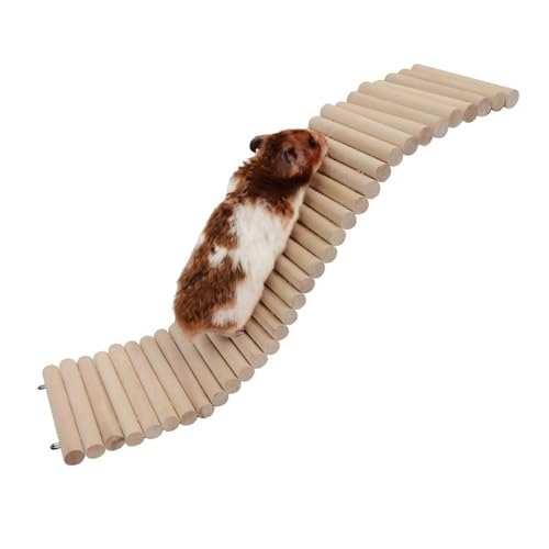 Kletterspielzeug Aus Holz Für Hamster, Leiterbrücke – Natürliche Spielplatzplattform Aus Holz Für Hamsterübungen, Kauen Und Käfigdekoration(A,50 cm) von CASOME