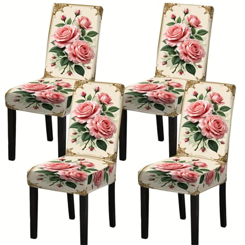 Stretch-Stuhlhussen Für Esszimmerstühle – Elastischer Sitzschutz Mit Aufgedrucktem Design, Waschbar Und Wiederverwendbar(4PCS) von CASOME