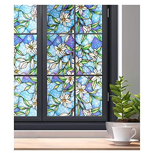 Fensterfolie Sichtschutz Fensterfolien Startseite Dekorative Fensterfolie, Vinyl, statisch haftend, Sichtschutz, bemalte Lilie, Kunstglasaufkleber, gebeizte Fensterabdeckung, Türfolie (Farbe: 60 x 200 von CASOTA