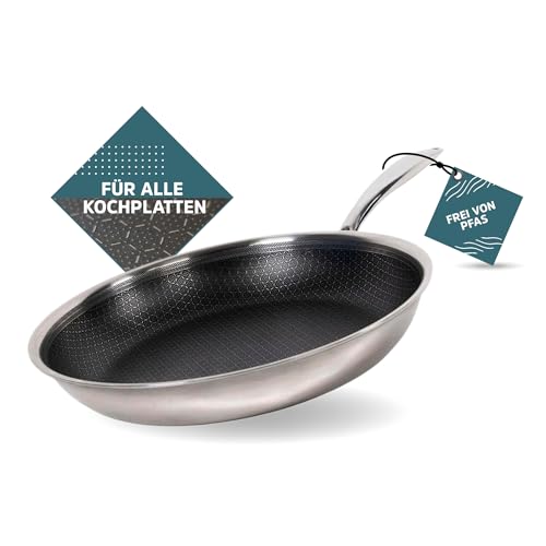 SOBCZYK Hybrid Bratpfanne 28 cm | Beschichtete Pfanne Induktion für alle Kochplatten | Für Ofen und Spülmaschine Geeignete Bratpfanne mit Antihaftbeschichtung | Non Stick Pan | Frei von PFAS von CASPER SOBCZYK