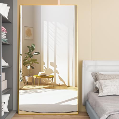CASSILANDO 193x86cm Standspiegel, Boden großer Spiegel, stehender Spiegel, gegen Wand für Schlafzimmer, Verkleidung und an der Wand befestigter dünner Rahmen Spiegel, Gold CASSILANDO 193x86cm Standspiegel, Boden großer Spiegel, stehender Spiegel, gegen Wand für Schlafzimmer, Verkleidung und an der Wand befestigter dünner Rahmen Spiegel, Gold von CASSILANDO
