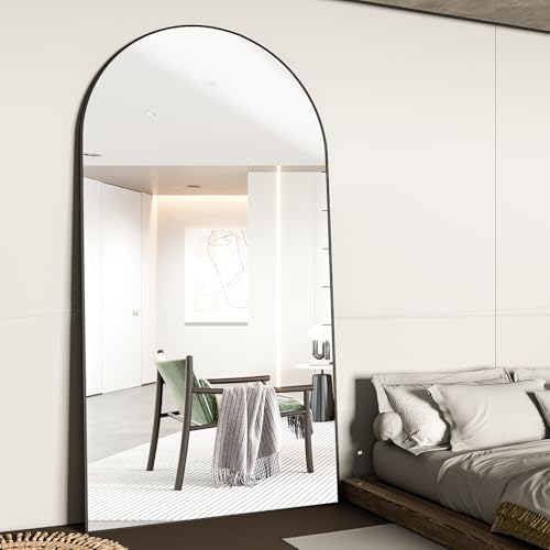 CASSILANDO Bogen-Ganzkörperspiegel, 198x96cm Bodenspiegel, Bodenspiegel Freistehender Ganzkörperspiegel mit Ständer für Schlafzimmer, Hängender montierter Spiegel für Wohnzimmer Garderobe, Schwarz CASSILANDO Bogen-Ganzkörperspiegel, 198x96cm Bodenspiegel, Bodenspiegel Freistehender Ganzkörperspiegel mit Ständer für Schlafzimmer, Hängender montierter Spiegel für Wohnzimmer Garderobe, Schwarz von CASSILANDO