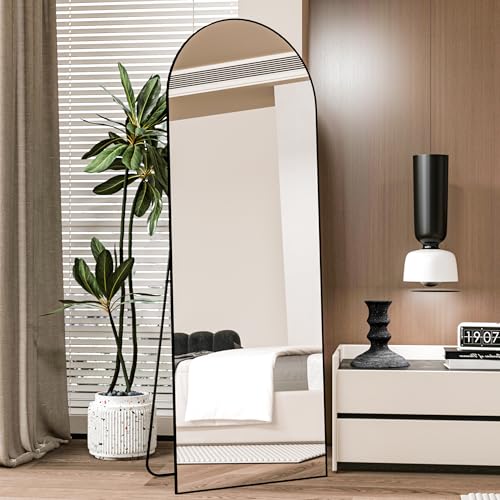 CASSILANDO Bogen Ganzkörperspiegel 162×53cm Bodenspiegel, Rahmen aus Aluminiumlegierung Standspiegel, Ganzkörperspiegel mit Ständer Groß Wandspiegel im Schlafzimmer, Ankleidezimmer Spiegel (Schwarz) von CASSILANDO