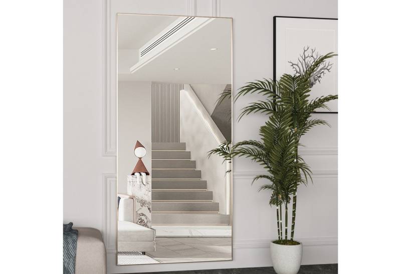 CASSILANDO Ganzkörperspiegel Rechteckspiegel mit Ständer, stehend oder wandmontiert, 165*59cm Aluminiumlegierung dünnen Rahmen, gehärtetes Glas CASSILANDO Ganzkörperspiegel Rechteckspiegel mit Ständer, stehend oder wandmontiert, 165*59cm Aluminiumlegierung dünnen Rahmen, gehärtetes Glas von CASSILANDO