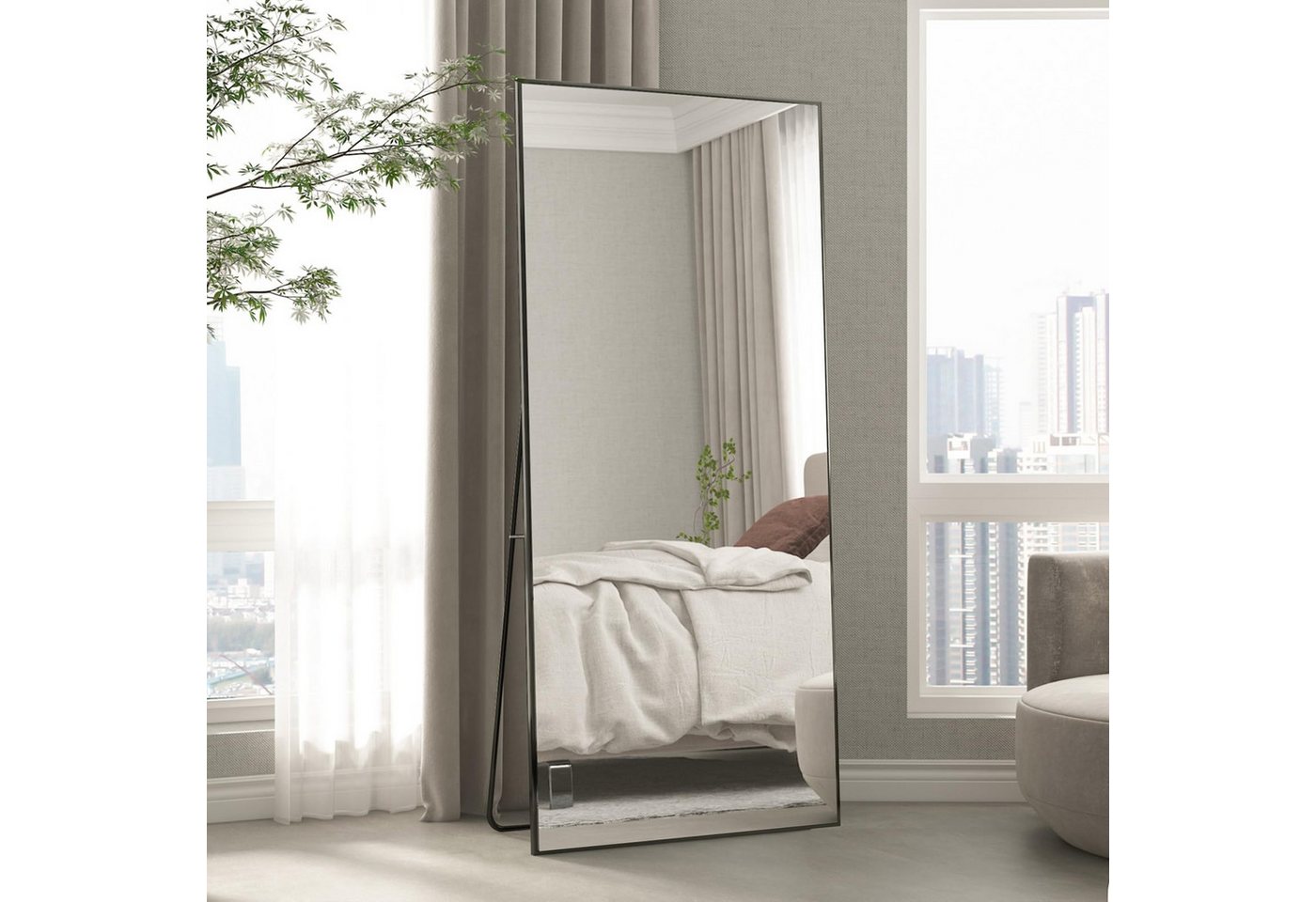 CASSILANDO Ganzkörperspiegel Rechteckspiegel mit Ständer, stehend oder wandmontiert, 165*59cm Aluminiumlegierung dünnen Rahmen, gehärtetes Glas CASSILANDO Ganzkörperspiegel Rechteckspiegel mit Ständer, stehend oder wandmontiert, 165*59cm Aluminiumlegierung dünnen Rahmen, gehärtetes Glas von CASSILANDO