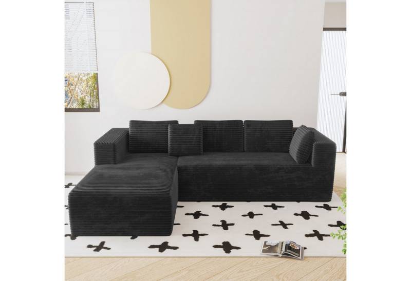 CASSILANDO Sofa mit Schlaffunktion in Cord – platzsparend & einfach montiert, Grau-Links von CASSILANDO