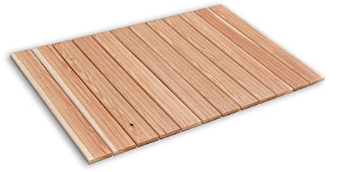 Castelmerlino Duschmatte aus Lärche gewählt mit PEFC-Zertifikat 108 x 68 cm für Duschwannen 120 x 80 cm von CASTELMERLINO