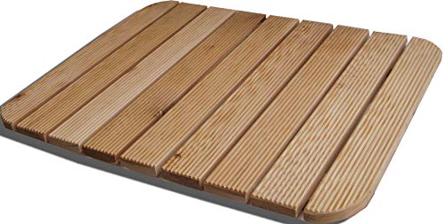 Duschplattform mit abgerundeten Ecken Castelmerlino Lärchenholz natur 54x68 mit Edelstahlschrauben Duschplattform mit abgerundeten Ecken Castelmerlino Lärchenholz natur 54x68 mit Edelstahlschrauben von CASTELMERLINO