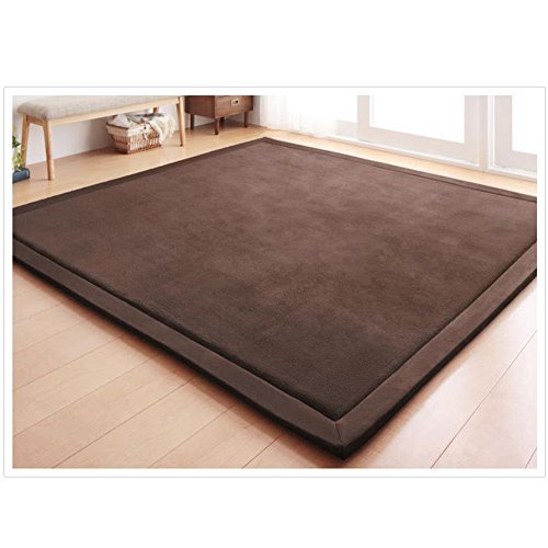 CASTLYE Kinderteppich Korallensamtteppich Teppiche Fürs Kinderzimmer Matten Teppich Anti Rutsch Unterlage Teppich Wohnzimmer, Braun, 200x200cm von CASTLYE
