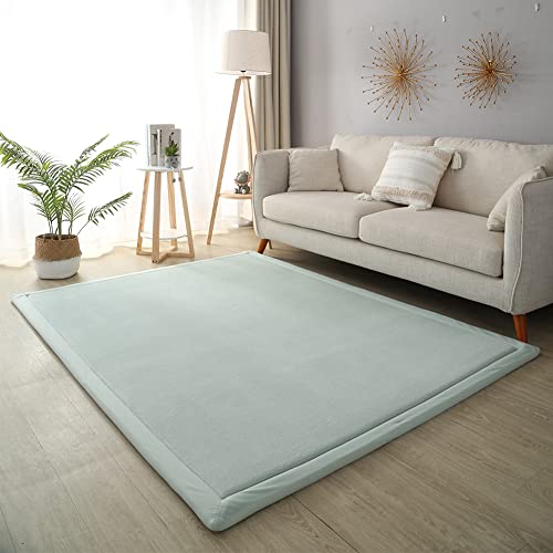 CASTLYE Kinderteppich Korallensamtteppich Teppiche Fürs Kinderzimmer Matten Teppich Anti Rutsch Unterlage Teppich Wohnzimmer, Hellgrün,120x180cm von CASTLYE