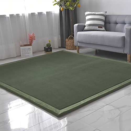 CASTLYE Kinderteppich Korallensamtteppich Teppiche Fürs Kinderzimmer Matten Teppich Anti Rutsch Unterlage Teppich Wohnzimmer, Olivgrün, 120x180cm von CASTLYE