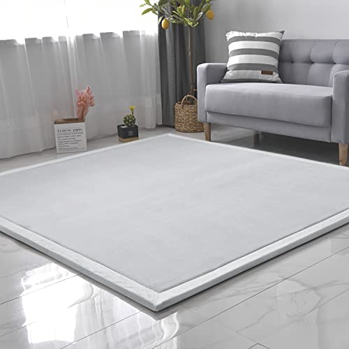CASTLYE Kinderteppich Korallensamtteppich Teppiche Fürs Kinderzimmer Matten Teppich Anti Rutsch Unterlage Teppich Wohnzimmer, Silbergrau, 80x150cm von CASTLYE