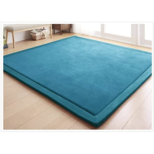 CASTLYE Kinderteppich Korallensamtteppich Teppiche Fürs Kinderzimmer Matten Teppich Anti Rutsch Unterlage Teppich Wohnzimmer, Blaugrün, 100x100cm von CASTLYE
