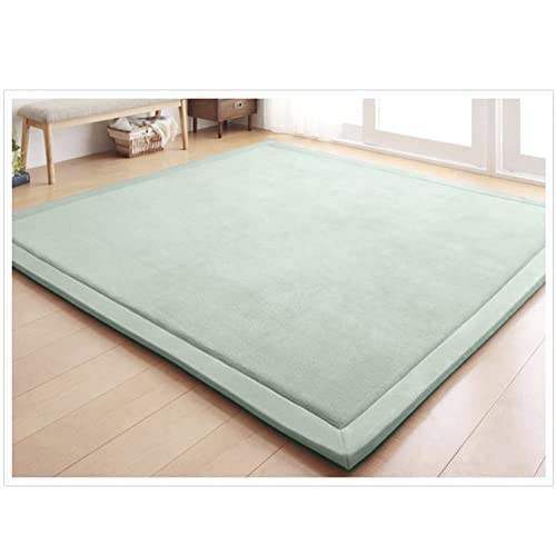 CASTLYE Kinderteppich Teppich Verdickung Korallen Samt Teppich Korallensamtteppich Kinder Krabbeldecke Weiche Tatami Teppiche Kinder rutschfeste Vergrößern Spielmatte Yogateppich, Hellgrün,100x100cm von CASTLYE