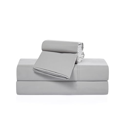 CASUAL LIVING 32644 Twin XL Home and Hotel Style Silky Soft, Skin Friendly Cooling Technology Machine Washable Deep Pocket Quick Dry Anti-Falten 4-teiliges Laken und Kissenbezüge-Set, Twin XL, Grau von CASUAL LIVING