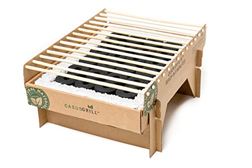 CASUSGRILL Umweltfreundlicher Einweggrill, natürlichen Materialien, im 5 Minuten startklar, über 1 Stunde verwendbar, nach Gebrauch fast vollständig brennbar, weniger CO2-Emissionen (2) von CASUSGRILL
