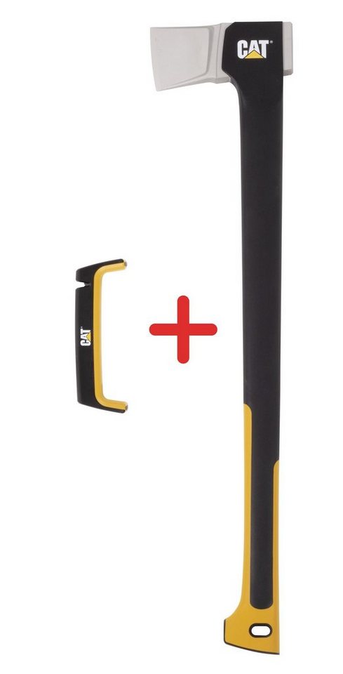 CAT CATERPILLA Axt CAT Set Spaltaxt C2000 Ergo inkl. Axt-Klingen-Schärfer, J-Serie, 2000 g, 73,5 cm Länge, (Set, 1-St), Erfüllt die Anforderungen von Bau- und Forstarbeitern weltweit von CAT CATERPILLA