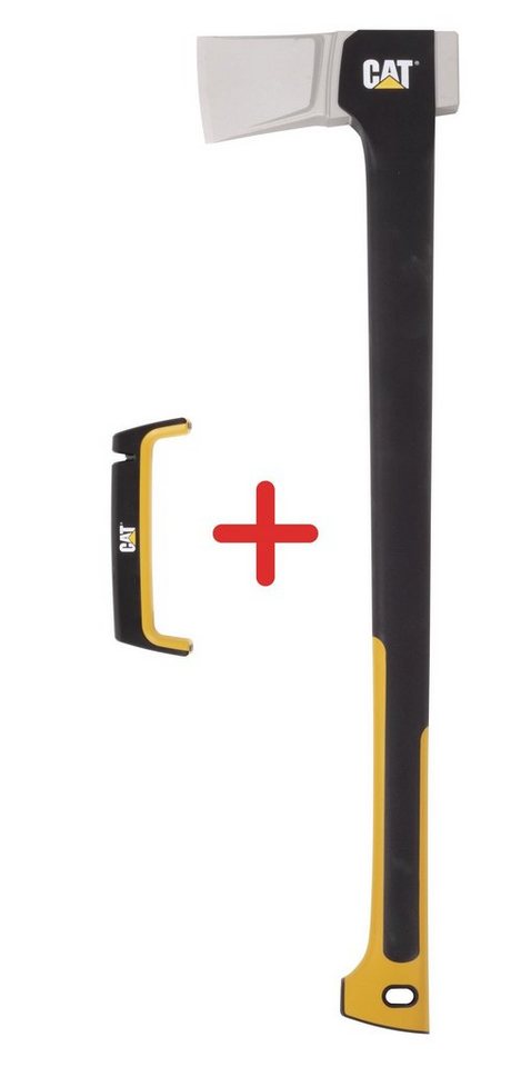 CAT CATERPILLA Axt CAT Set Spaltaxt C2500 Ergo inkl. Axt-Klingen-Schärfer, J-Serie, 2500 g, 73,5 cm Länge, (Set, 1-St., Set), Erfüllt die Anforderungen von Bau- und Forstarbeitern weltweit von CAT CATERPILLA
