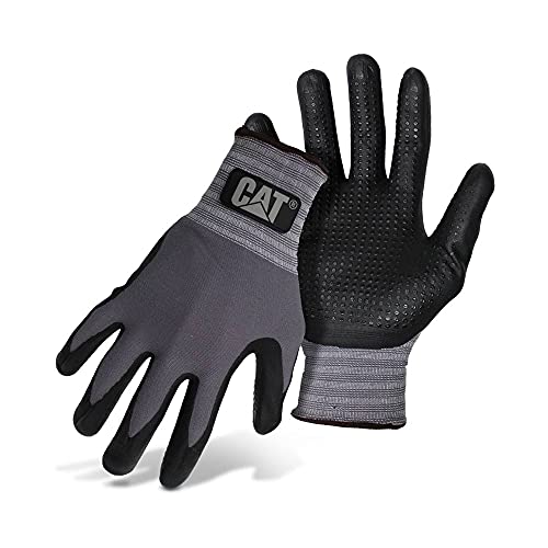 Cat CAT017419X Getauchte und gepunktete Nitrilbeschichtete Handfläche, Größe XL, Sicherheitshandschuhe mit verlängertem Strickhandgelenk, Schutzausrüstung von CAT