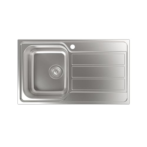 Cata | Küchenspüle auf Arbeitsplatte | Quadratische Eimer mit Abtropffläche | Modell CDP-1 ED |Möbelmontage 45 cm | Tiefe 18 cm | Edelstahl von CATA