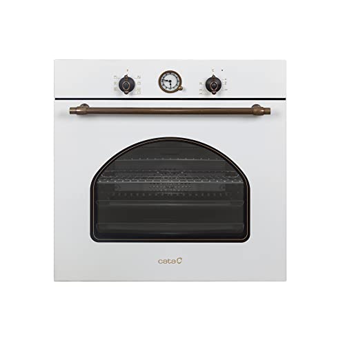 CATA MRA7108WH Einbaubackofen Elektro in Rustikalem Weiß Energieklasse A 7 Funktionen und Mechanisches Garprogramm Umluftofen mit 5 Höhenstufen und 60 L Fassungsvermögen von CATA