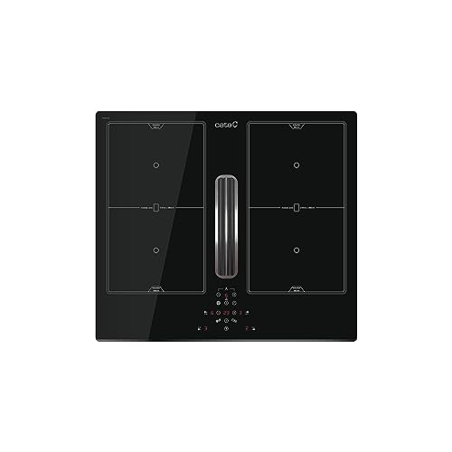 Cata AS 600 Induktionskochfeld mit eingebautem Rauchabsauger, 6 Absaugstufen (5+1 Turbo) Extra leiser Motor, Breite 77 cm, schwarze Oberfläche von CATA