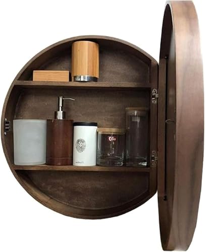 CATANK An der Wand montierter Medizinschrank – Runde Badezimmerschränke mit Spiegel, verschiebbarer Kosmetikspiegel mit Aufbewahrungsfunktion, hängender Medizinschrank aus Holz CATANK An der Wand montierter Medizinschrank – Runde Badezimmerschränke mit Spiegel, verschiebbarer Kosmetikspiegel mit Aufbewahrungsfunktion, hängender Medizinschrank aus Holz von CATANK