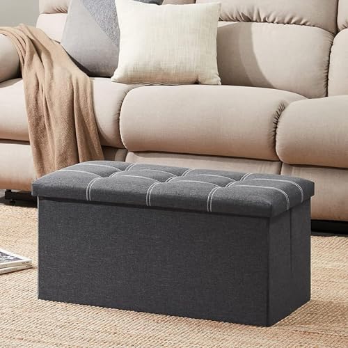 CATANK Klappbarer Aufbewahrungshocker, Stoffgepolsterte Fußstütze, Getufteter Fußhocker, Rechteckiger Würfel-Aufbewahrungstruhe-Couchtisch Für Schlafzimmer-Wohnzimmer-Eingangsbereich-Grau CATANK Klappbarer Aufbewahrungshocker, Stoffgepolsterte Fußstütze, Getufteter Fußhocker, Rechteckiger Würfel-Aufbewahrungstruhe-Couchtisch Für Schlafzimmer-Wohnzimmer-Eingangsbereich-Grau von CATANK