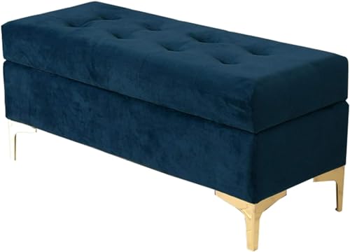 CATANK Klappbarer Ottoman mit Stauraum, 60 cm Bank, 5 cm Dickes Kissen, Moderne Wohnzimmermatte, rutschfeste Metallfüße, 150 kg, Ottomane (Farbe: Blau) von CATANK