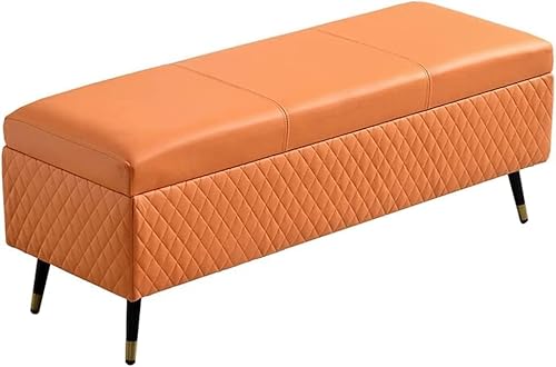 CATANK Klappbarer Ottoman mit Stauraum, 80 x 40 x 45 cm, rechteckige Bank, technische Stoffpolster, Spielzeugkiste, dreidimensionales Rautendesign, mit Metallbeinen, 150 kg, Ottomane (Far von CATANK