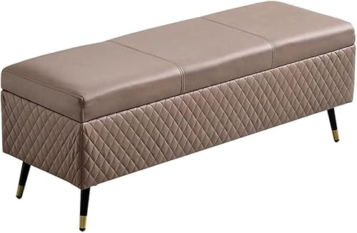 CATANK Klappbarer Ottoman mit Stauraum, 80 x 40 x 45 cm, rechteckige Bank, technische Stoffpolster, Spielzeugkiste, dreidimensionales Rautendesign, mit Metallbeinen, 150 kg, Ottomane (Far von CATANK