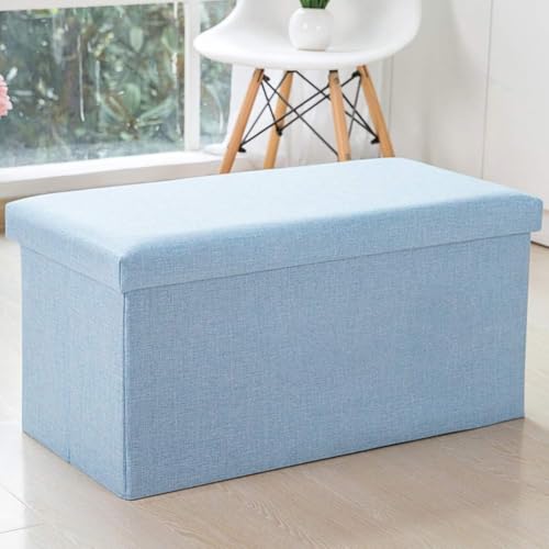 CATANK Klappbarer Stauraum Ottoman Bank Fußstütze, Spielzeugkiste Brust Leinenähnlicher Stoff Gepolsterte Sitzbank Fußstütze Hocker Doppelt-a 76x38x38cm(30x15x15) von CATANK