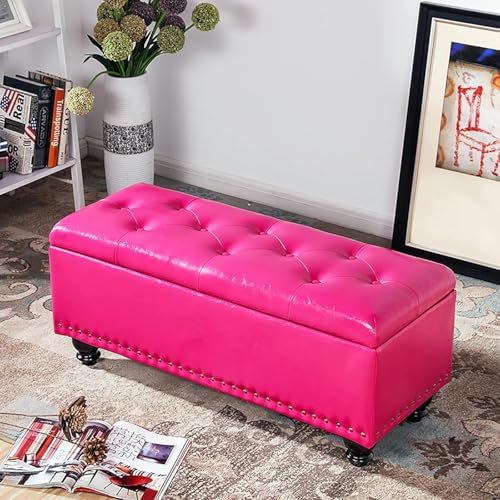 CATANK Kunstleder-Stauraum-Ottomane-Bank, Pu-Leder-Ende des Bettes Bank mit Stauraum, Modernes Zuhause Schlafzimmer Wohnzimmer Fußhocker Multifunktionsbänke-Rosenrot 60x40x45cm (24x16x18i CATANK Kunstleder-Stauraum-Ottomane-Bank, Pu-Leder-Ende des Bettes Bank mit Stauraum, Modernes Zuhause Schlafzimmer Wohnzimmer Fußhocker Multifunktionsbänke-Rosenrot 60x40x45cm (24x16x18i von CATANK