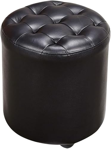 CATANK Leder Gepolsterter Würfel Pouf Ottoman,pouffe Fußhocker Massivholz Quadratisch Leder Wohnzimmer Couchtisch Kleine Bank-b 35x35x40cm(14x14x16inch) von CATANK