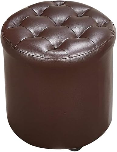 CATANK Leder Gepolsterter Würfel Pouf Ottoman,pouffe Fußhocker Massivholz Quadratisch Leder Wohnzimmer Couchtisch Kleine Bank-c 35x35x40cm(14x14x16inch) von CATANK