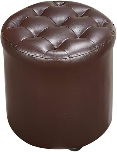 CATANK Leder Gepolsterter Würfel Pouf Ottoman,pouffe Fußhocker Massivholz Quadratisch Leder Wohnzimmer Couchtisch Kleine Bank-c 35x35x40cm(14x14x16inch) von CATANK